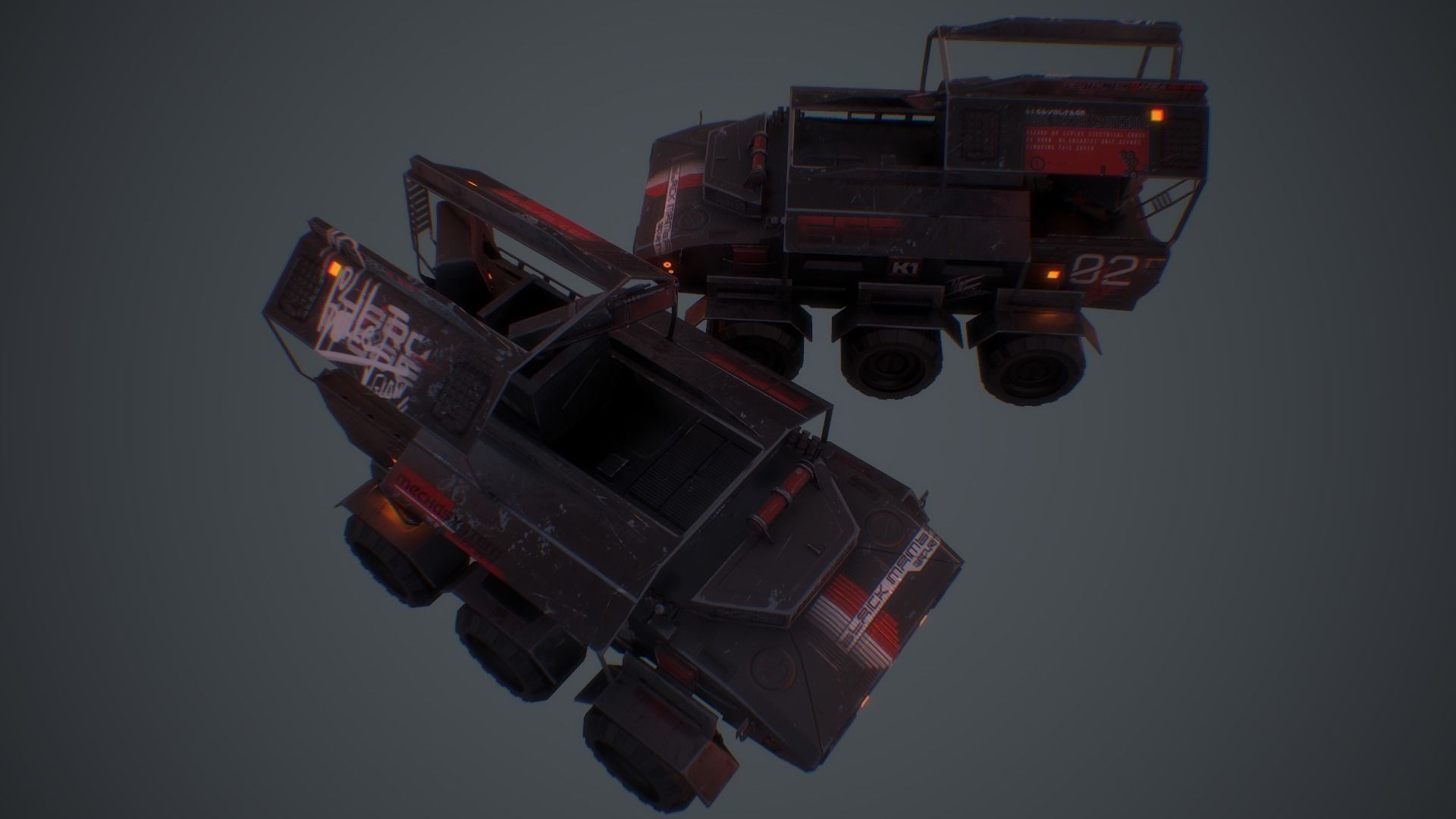 Cyberpunk Military Vehicle Low-poly 3D model_16
