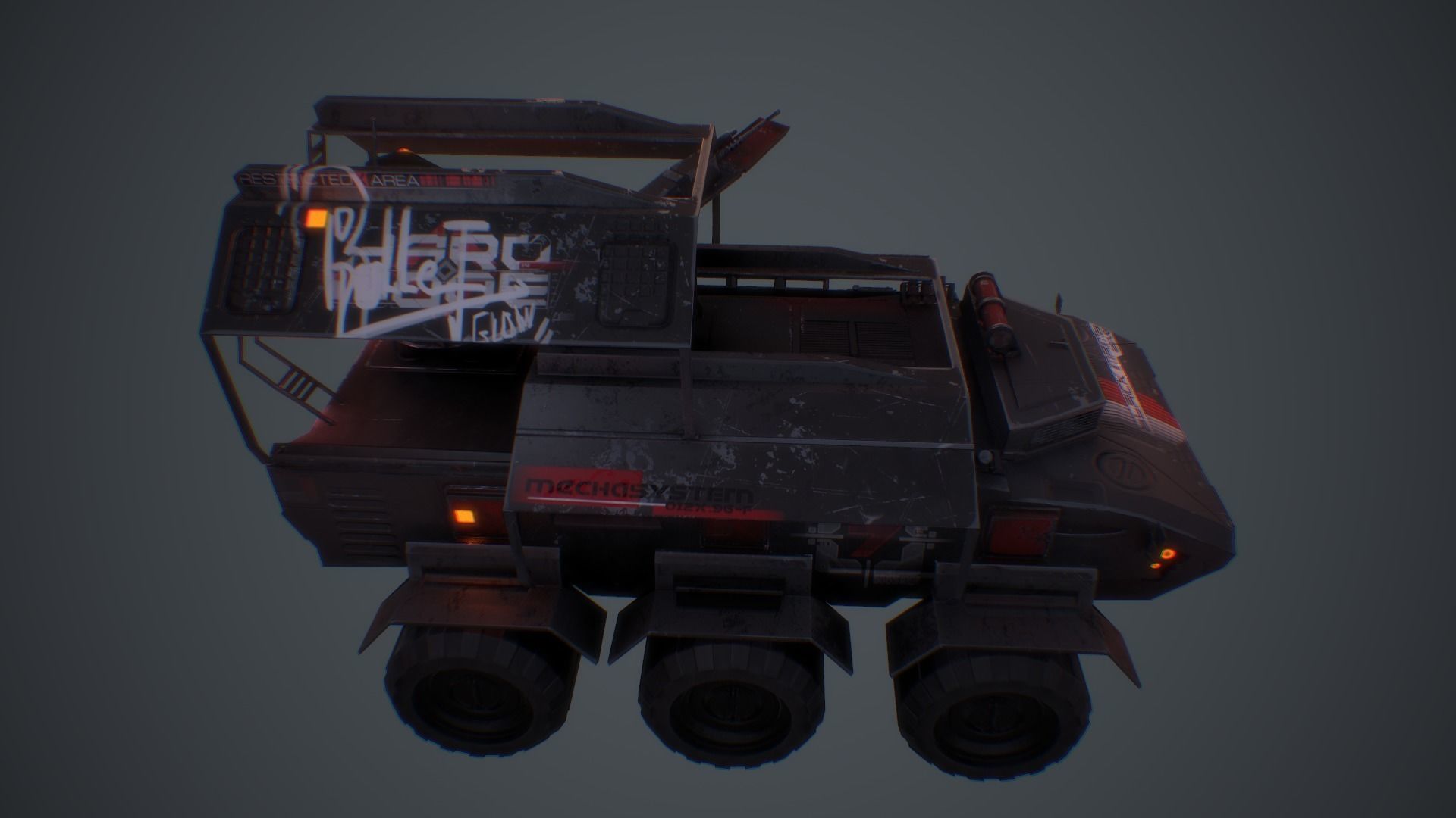 Cyberpunk Military Vehicle Low-poly 3D model_8