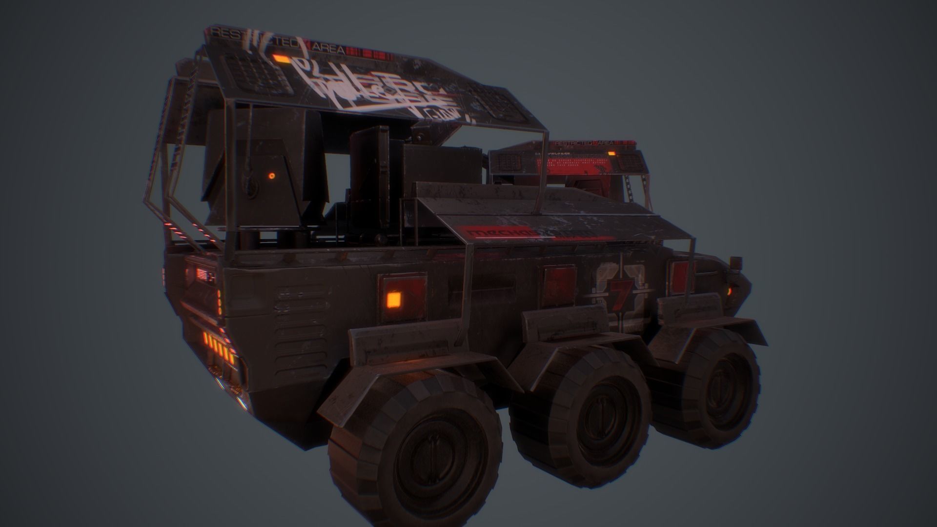 Cyberpunk Military Vehicle Low-poly 3D model_3