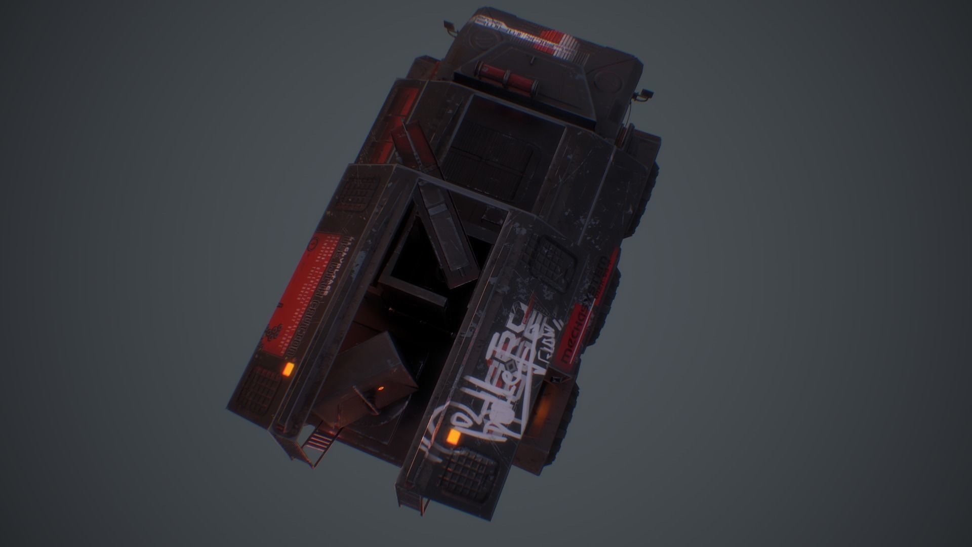Cyberpunk Military Vehicle Low-poly 3D model_14