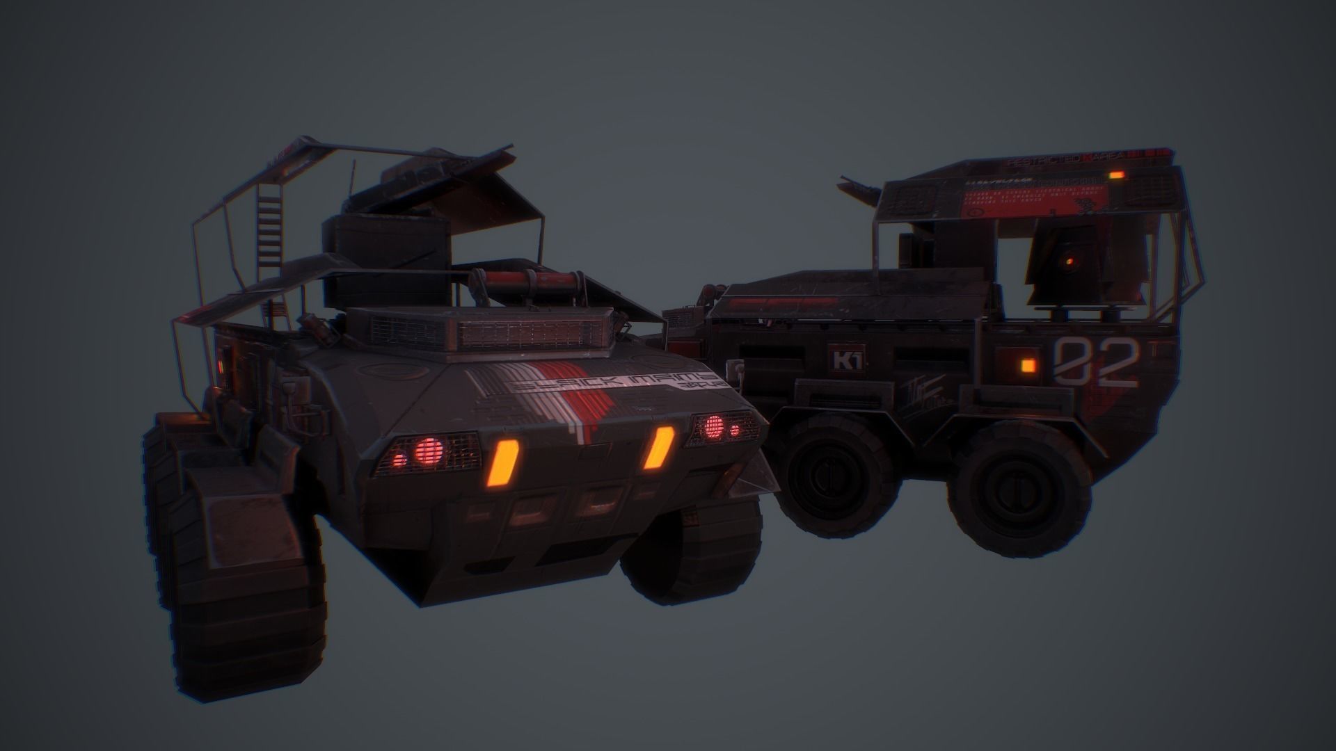 Cyberpunk Military Vehicle Low-poly 3D model_15