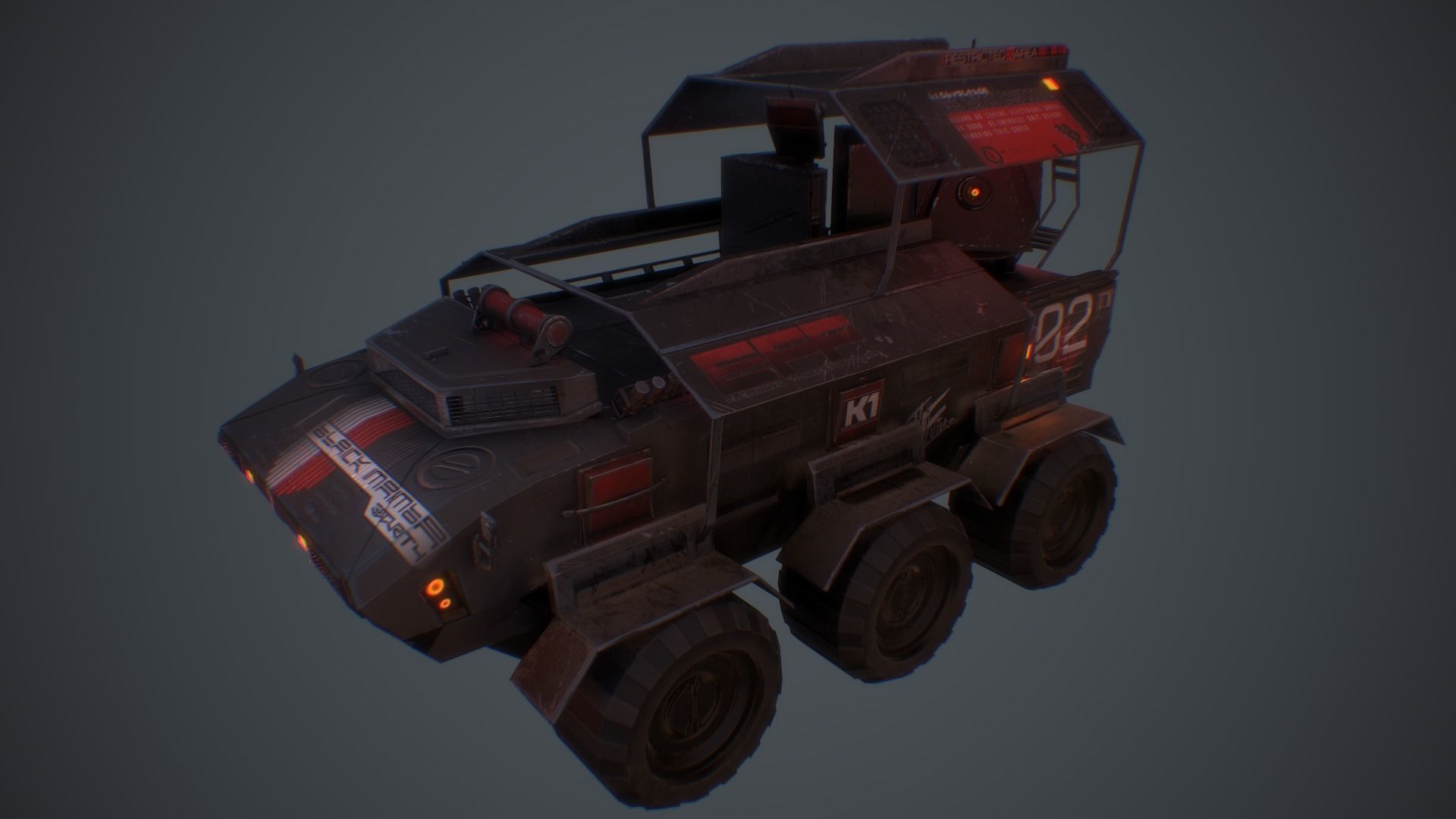 Cyberpunk Military Vehicle Low-poly 3D model_13
