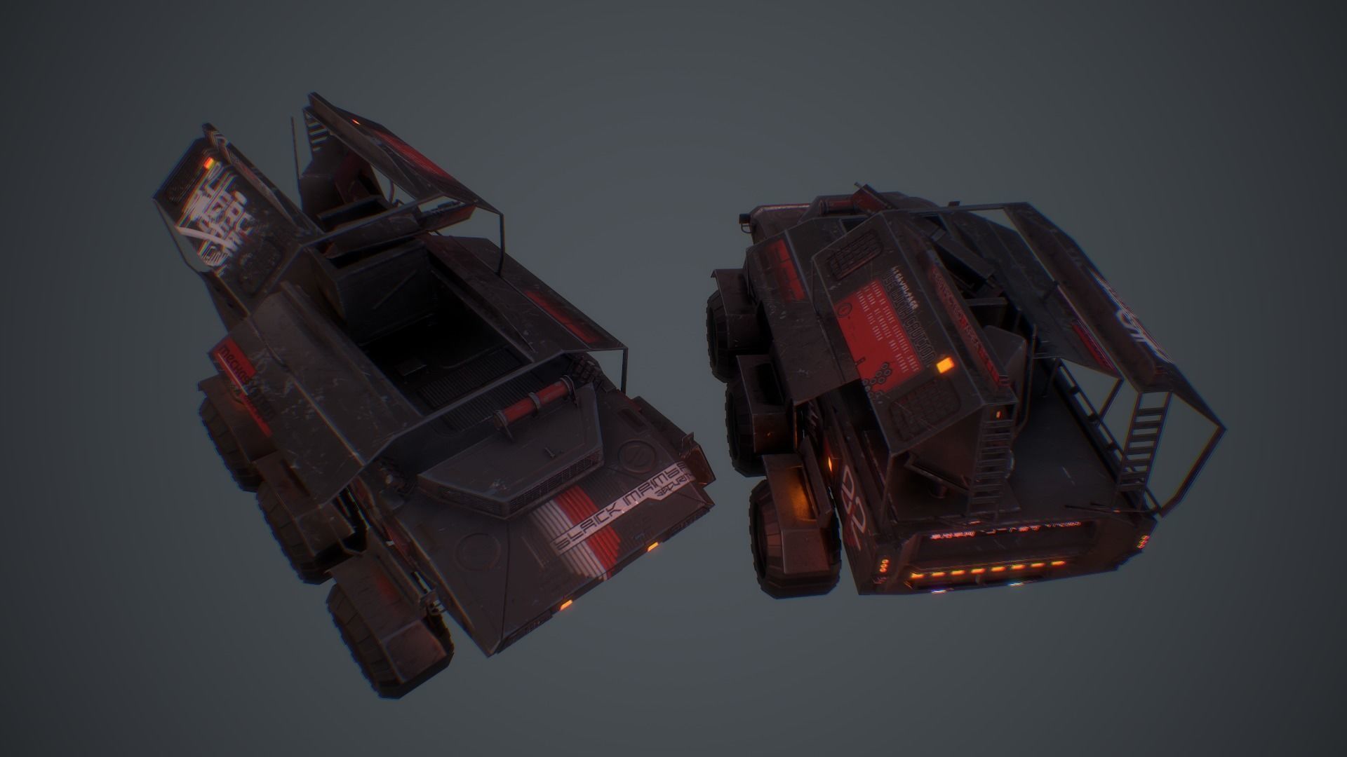 Cyberpunk Military Vehicle Low-poly 3D model_18