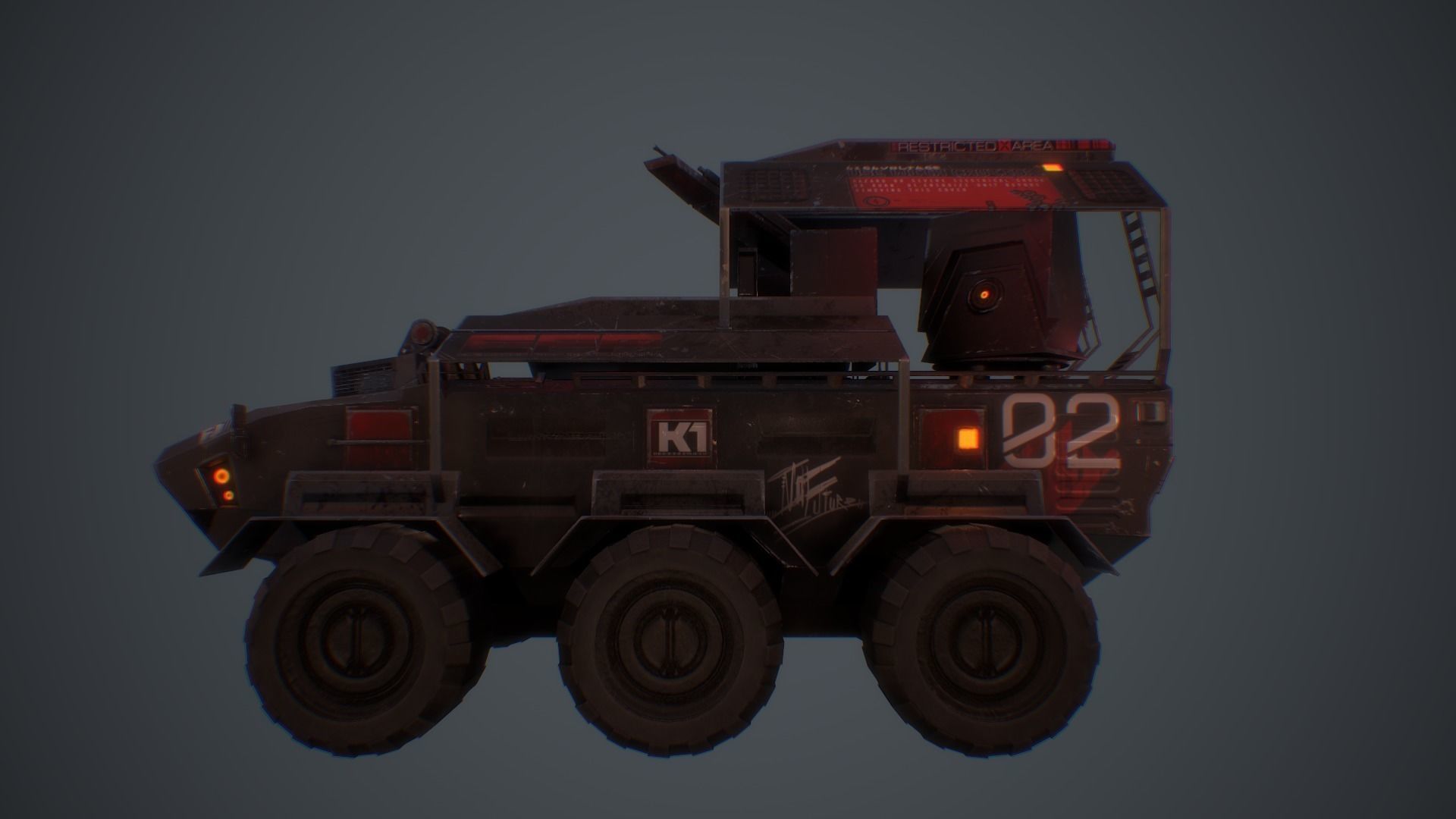 Cyberpunk Military Vehicle Low-poly 3D model_12