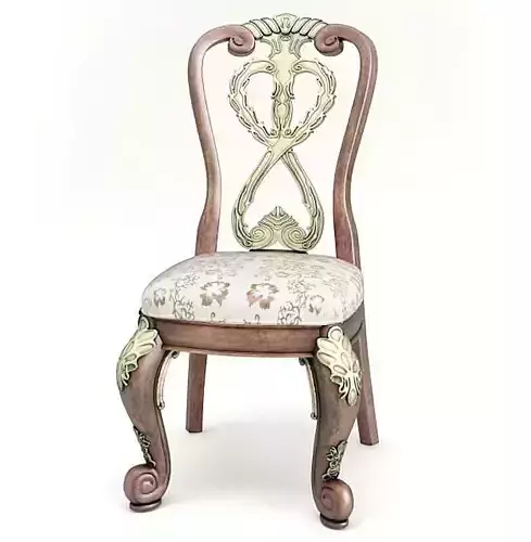 Antique Wooden Chair With Metal Features