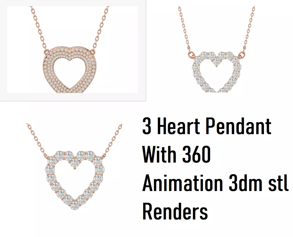 3  Heart Pendant With 360 Animation 3dm stl renders  3D Model Collection_0