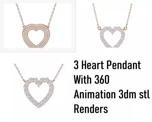 3  Heart Pendant With 360 Animation 3dm stl renders  3D Model Collection