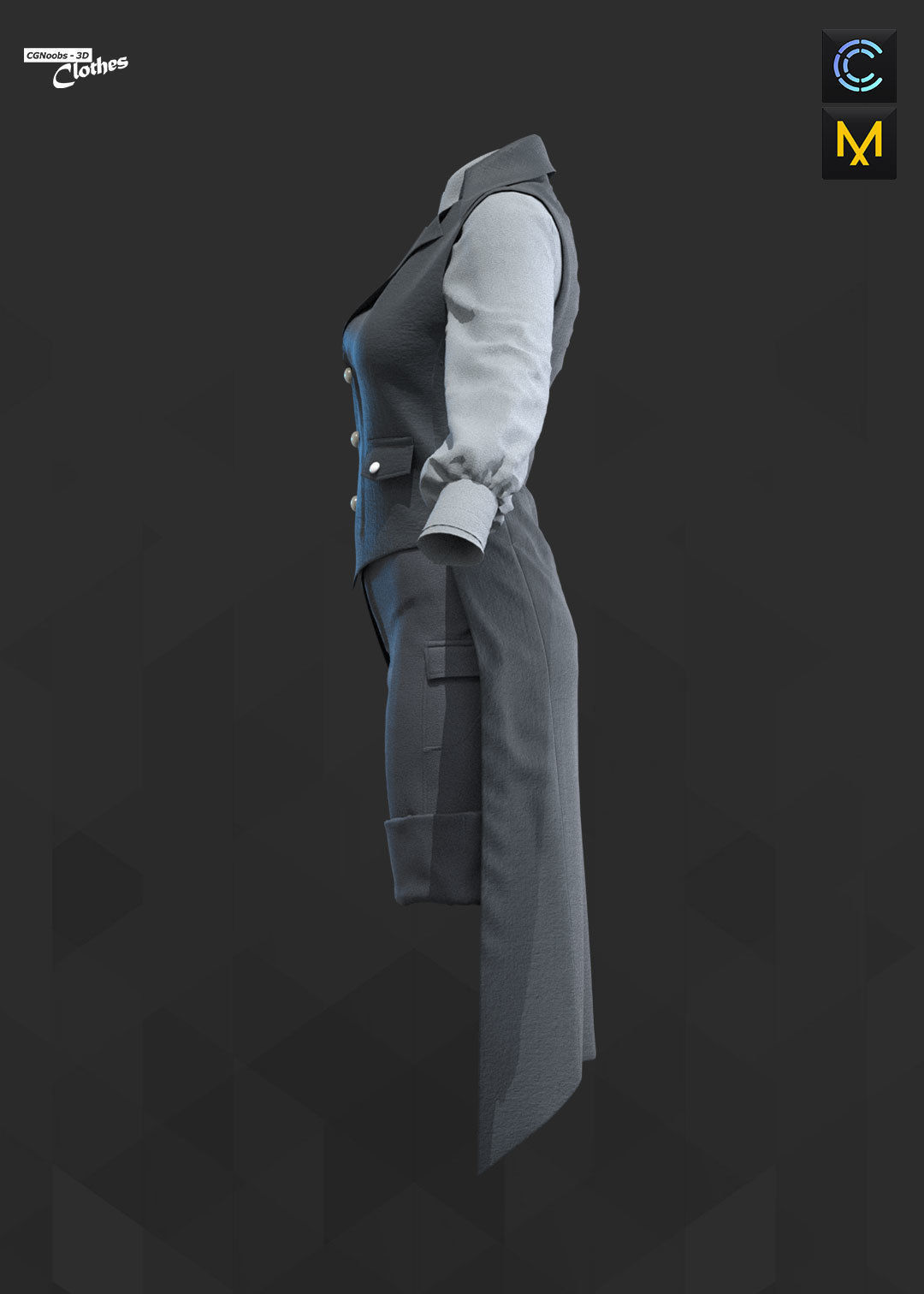 Female Casual Uniform 02 - 77 Marvelous Designer and Clo3D 3D model_9