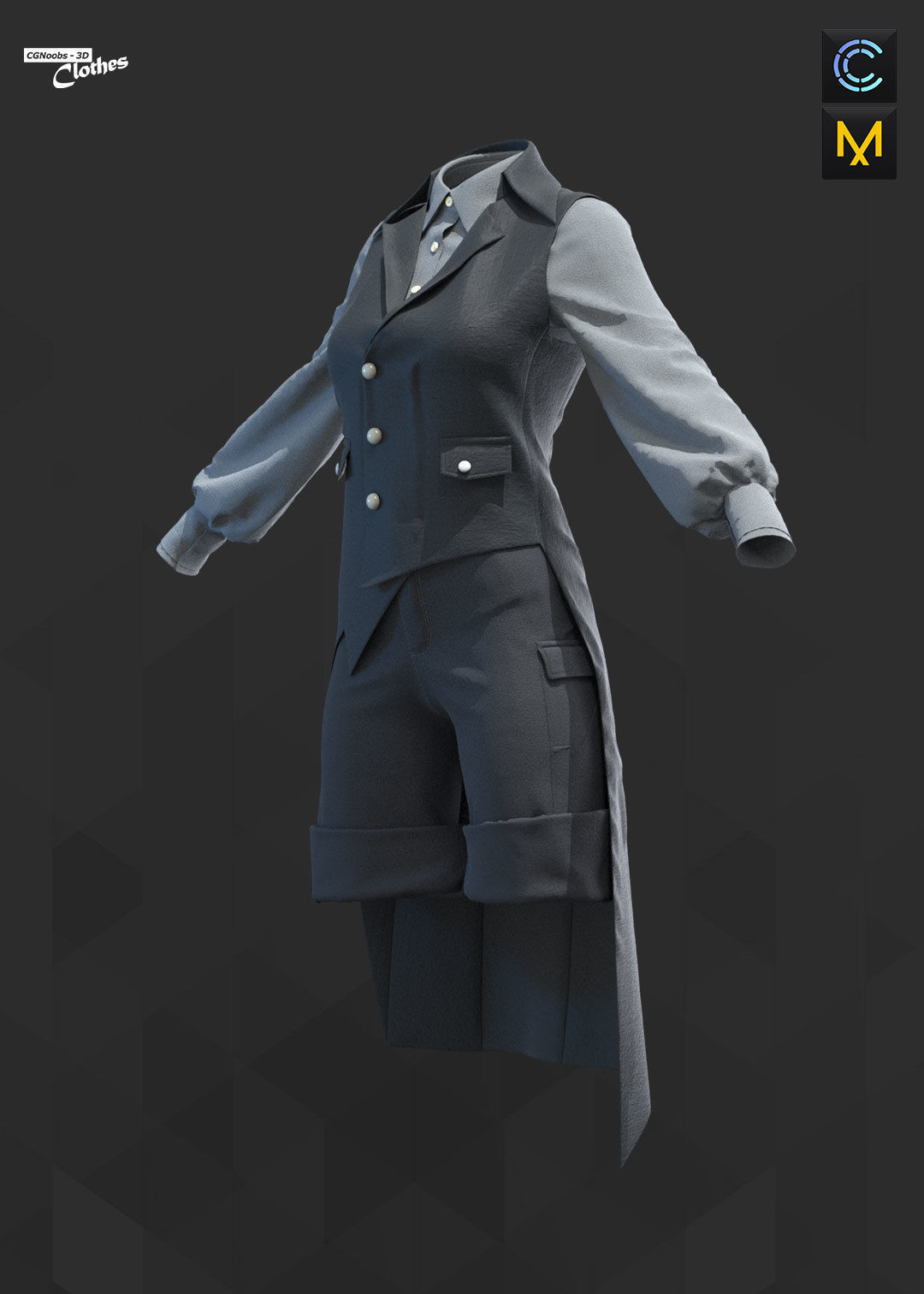 Female Casual Uniform 02 - 77 Marvelous Designer and Clo3D 3D model_8