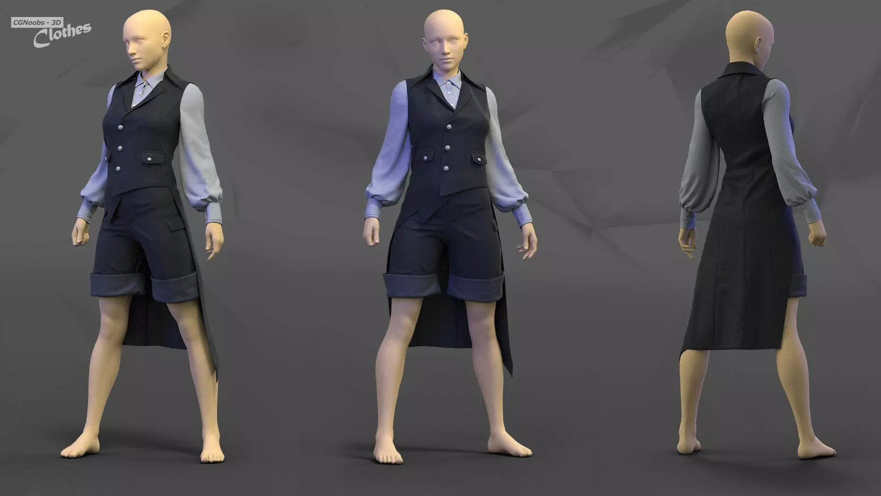 Female Casual Uniform 02 - 77 Marvelous Designer and Clo3D 3D model_0