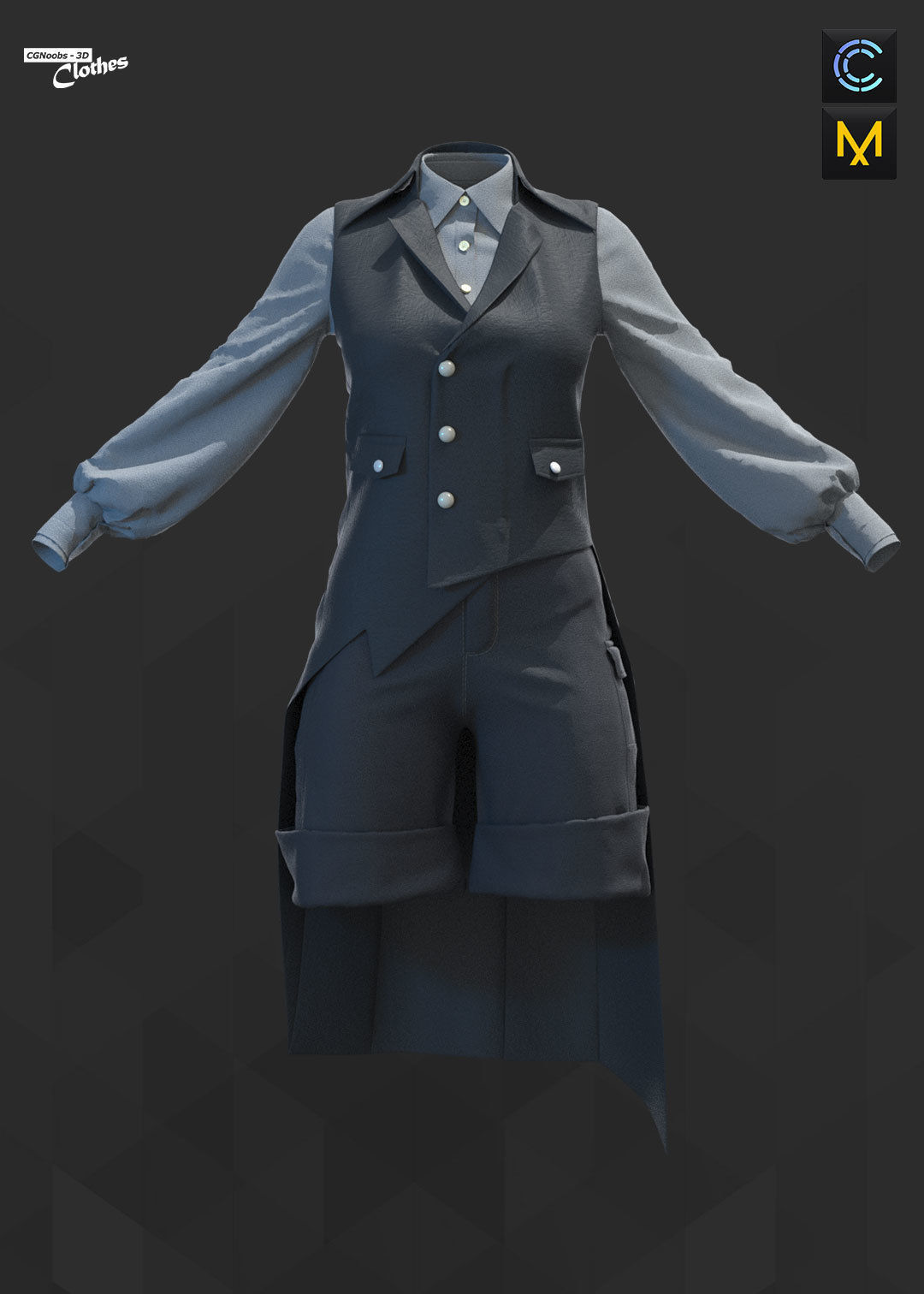 Female Casual Uniform 02 - 77 Marvelous Designer and Clo3D 3D model_7