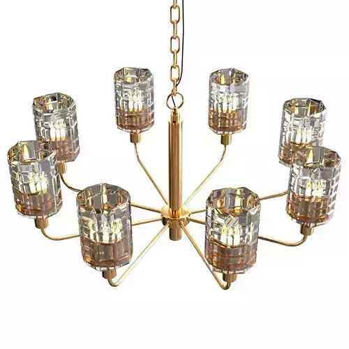 ALBERTA gold chandelier with clear glass shades 3D model
