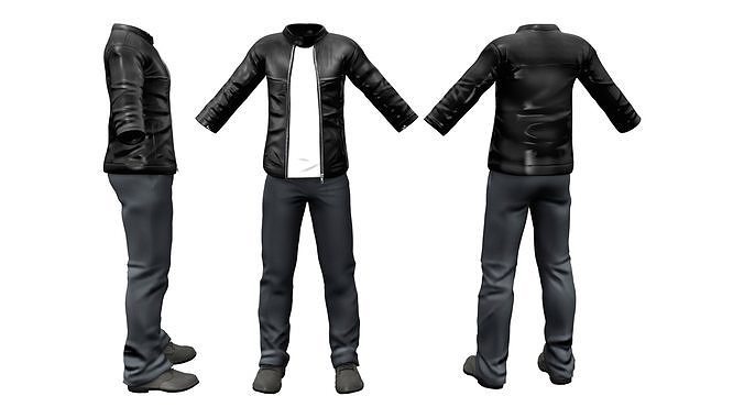 Leather Jacket Outfit Low-poly 3D model