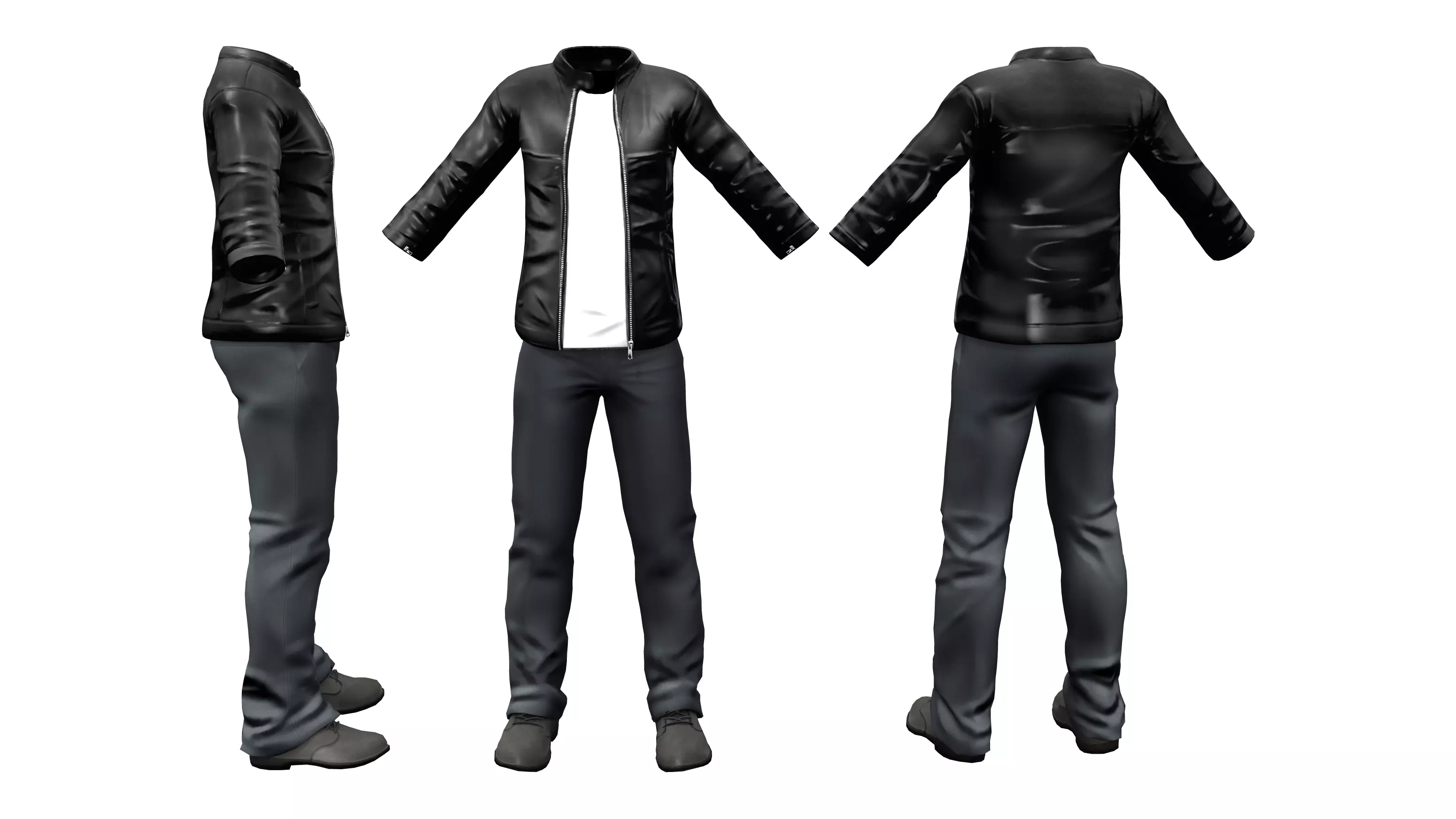 Leather Jacket Outfit Low-poly 3D model