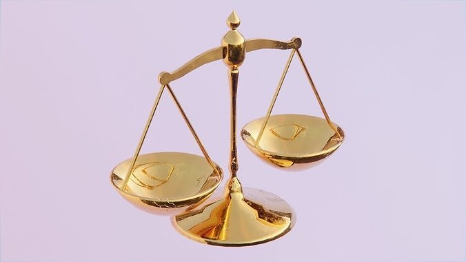 Gold Balance Scale Low-poly 3D model