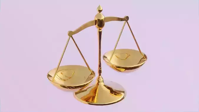 Gold Balance Scale Low-poly 3D model