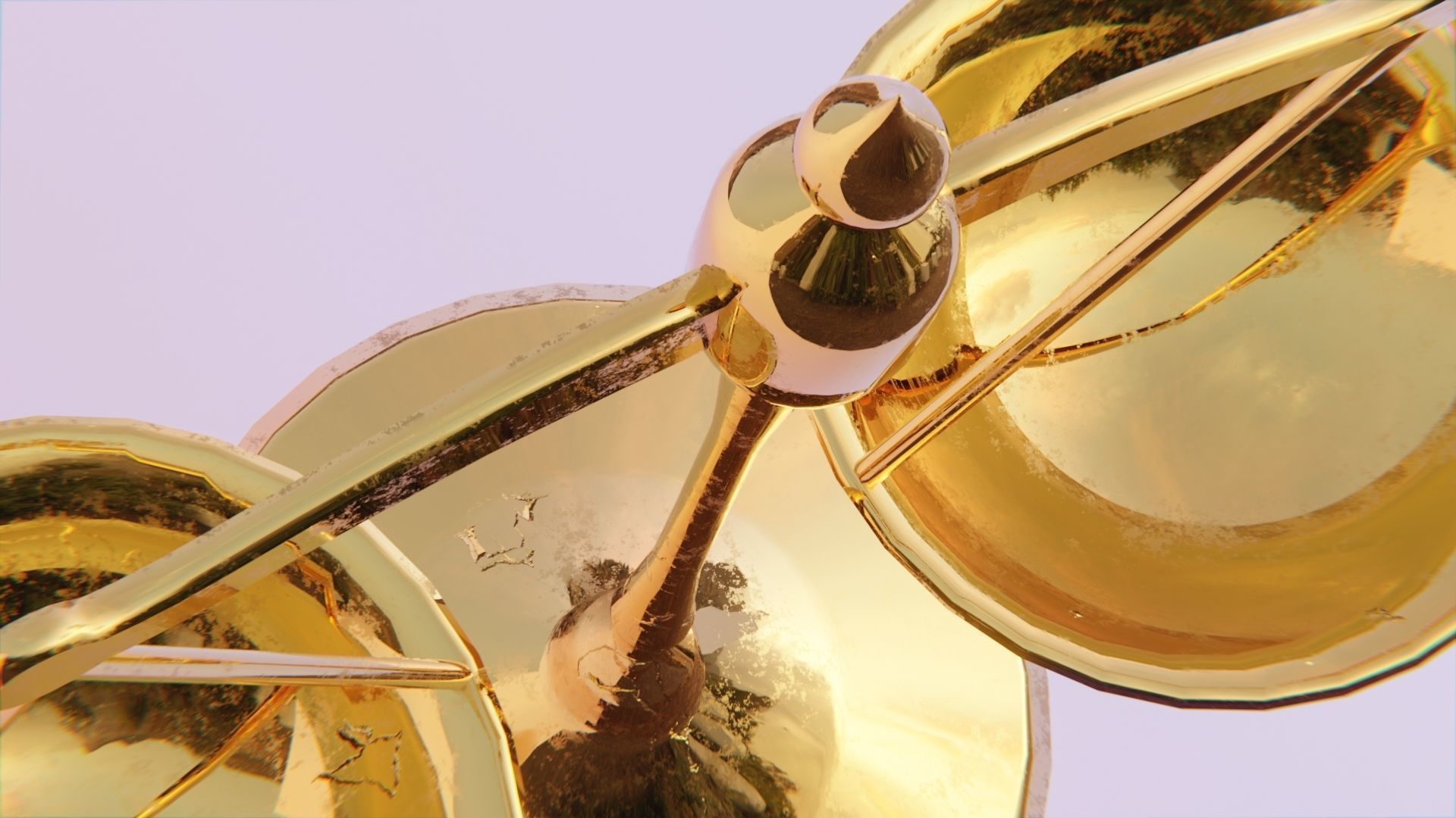 Gold Balance Scale Low-poly 3D model_3