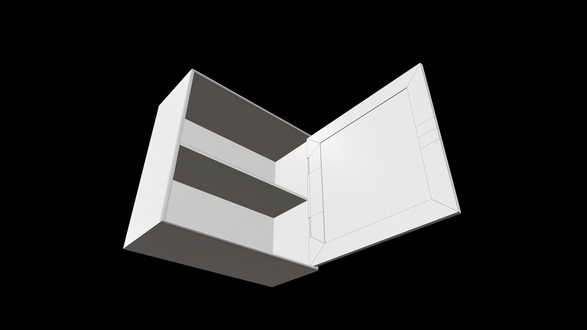 Cabinet empty Low-poly 3D model_14