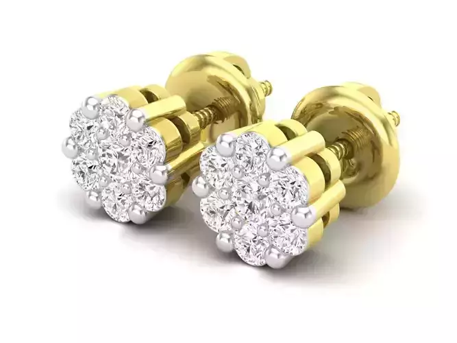 Diamond cluster earrings for woman 3D print model