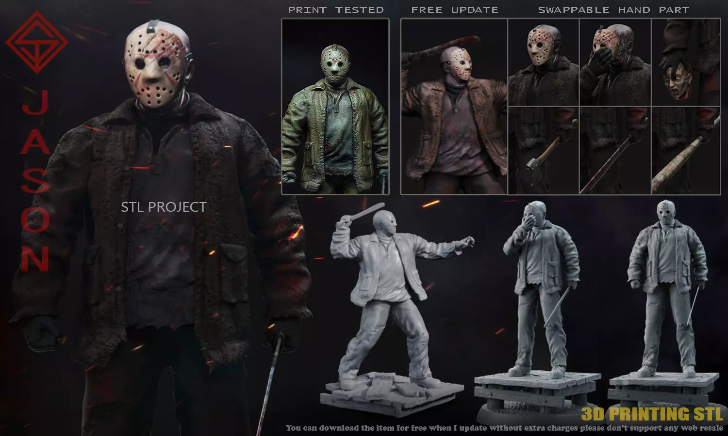 Jason friday person action figure 3D print model_0