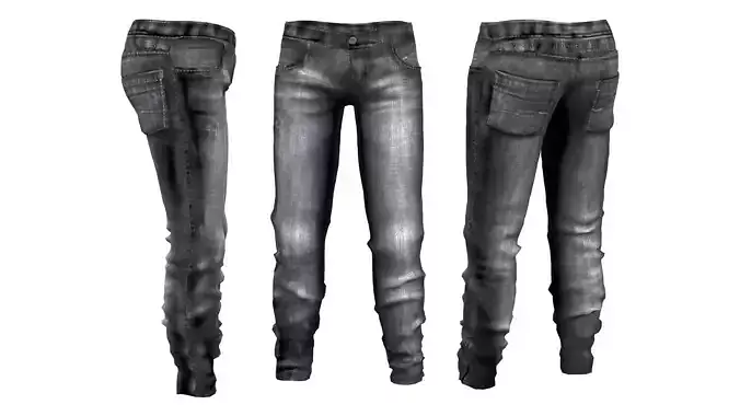 Male Skinny Jeans Pants Low-poly 3D model
