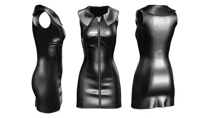 Faux Leather Zipper Dress