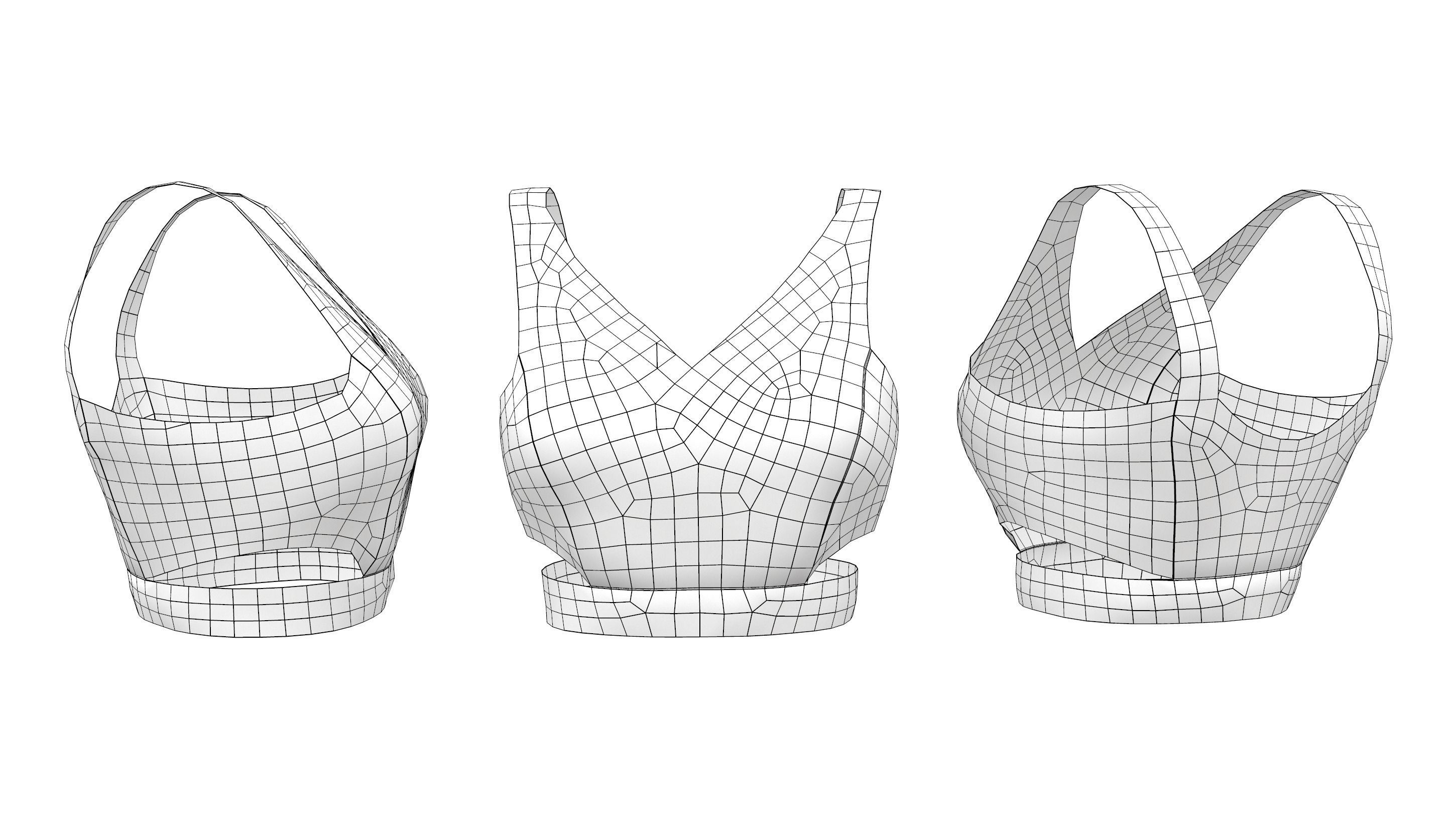 Female Strap Top V1 Low-poly 3D model_4