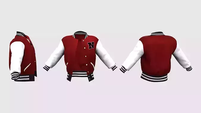Male Letterman Jacket Unbuttoned