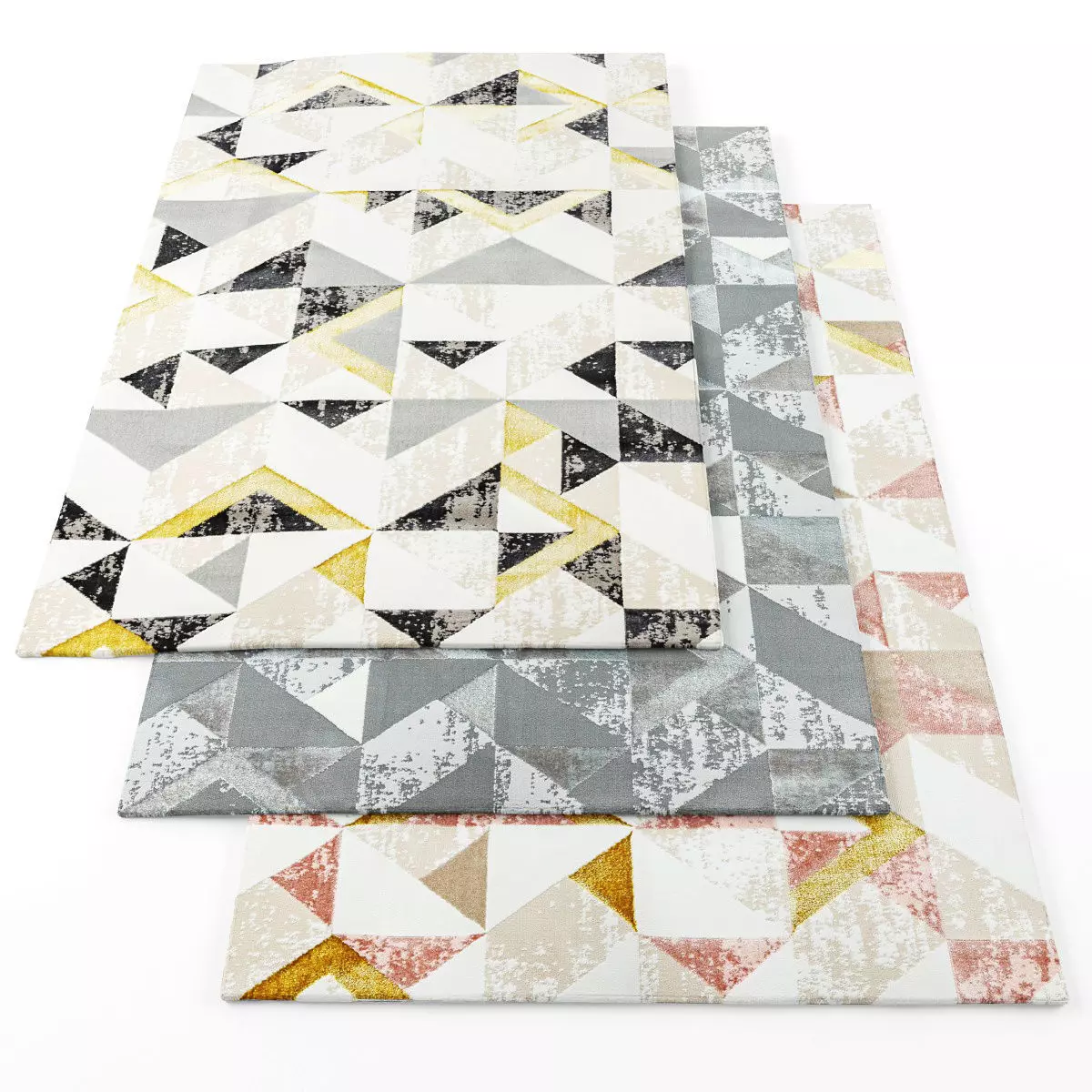 Rugs-1237 three geometric rugs Low-poly 3D model