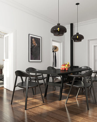 Kitchen Cum Living complete scene  3D model 5