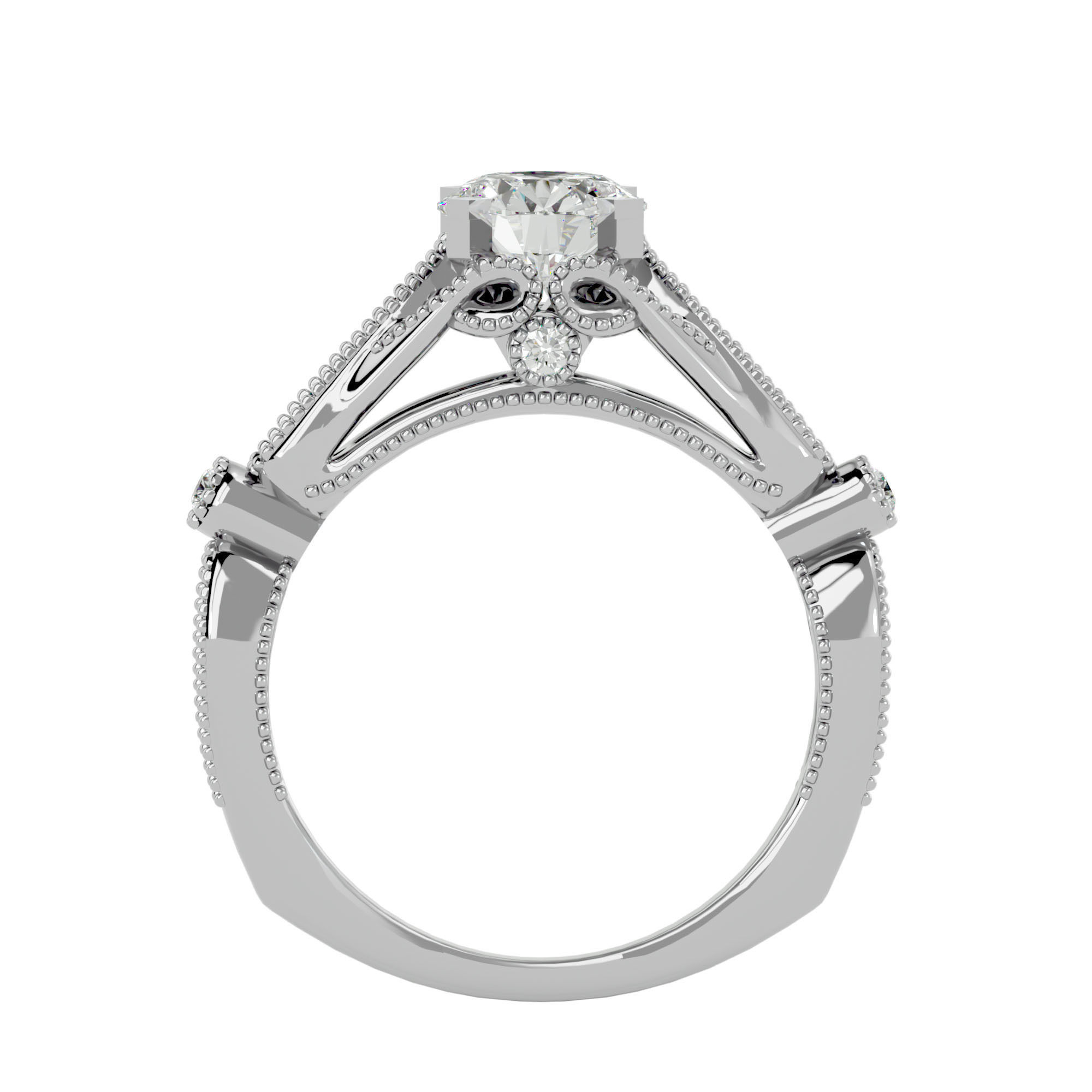 Solitaire wedding engagement ring with 360 view animation 3D print model_5