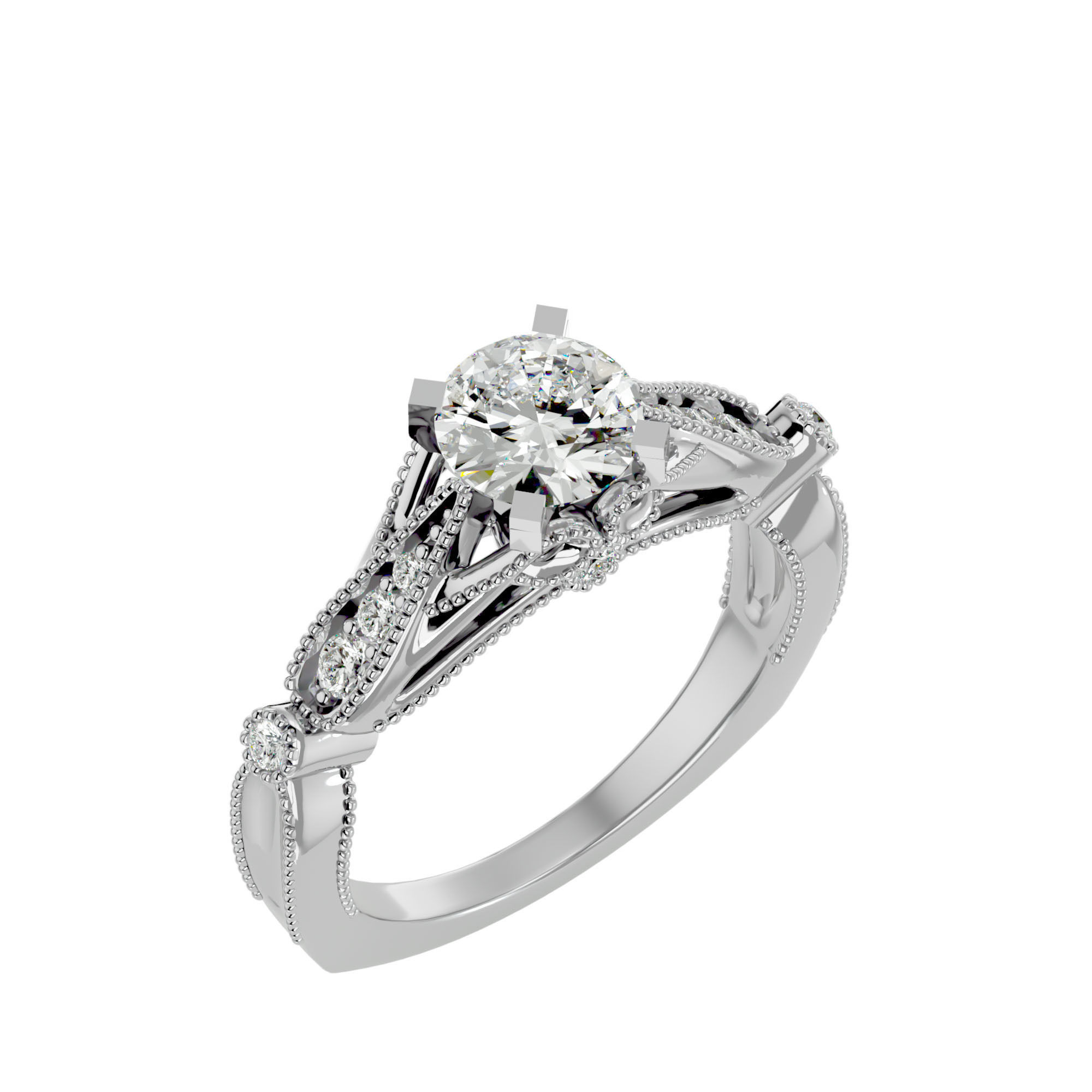 Solitaire wedding engagement ring with 360 view animation 3D print model_11