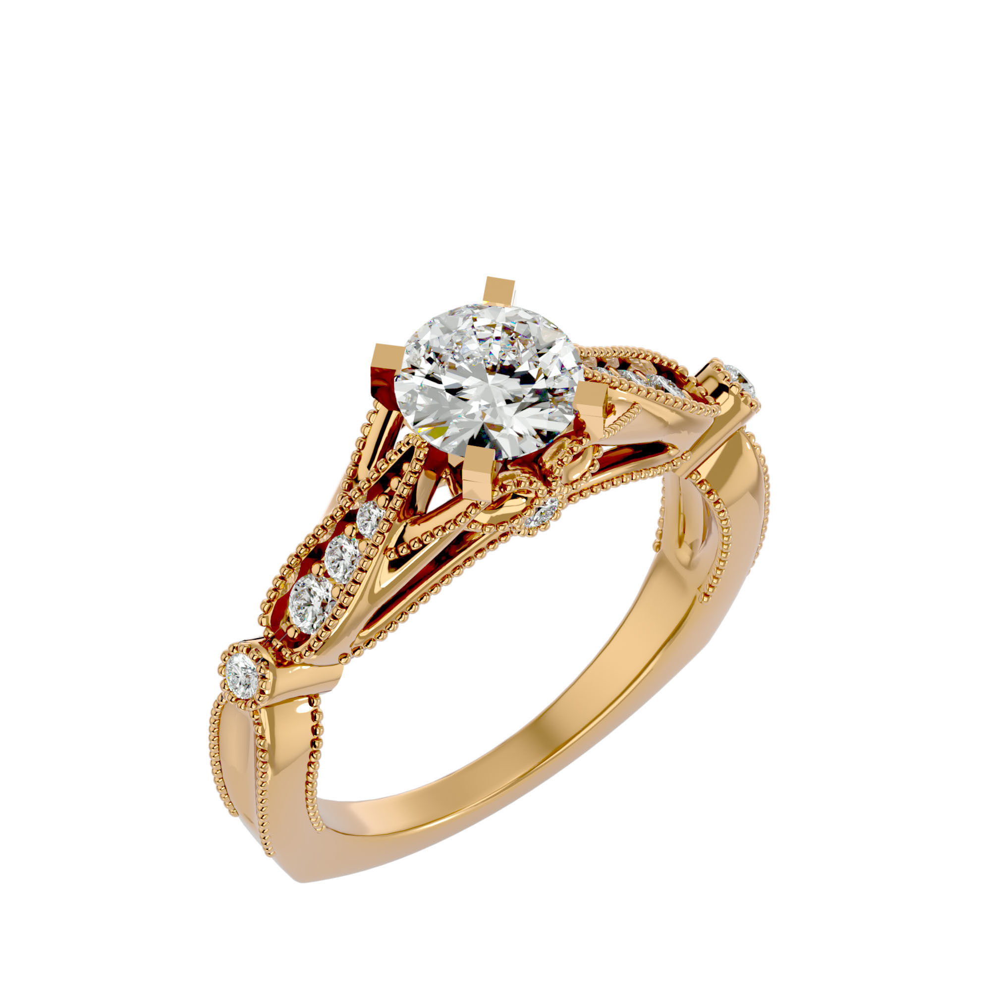 Solitaire wedding engagement ring with 360 view animation 3D print model_12