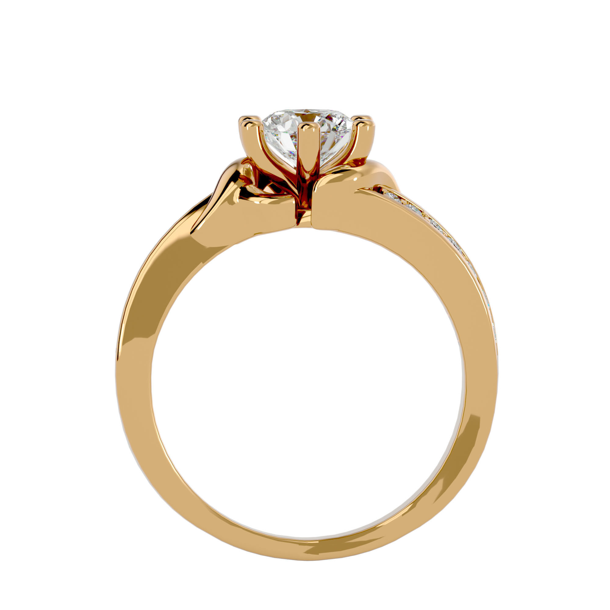 Solitaire wedding engagement ring with 360 view animation 3D print model_6