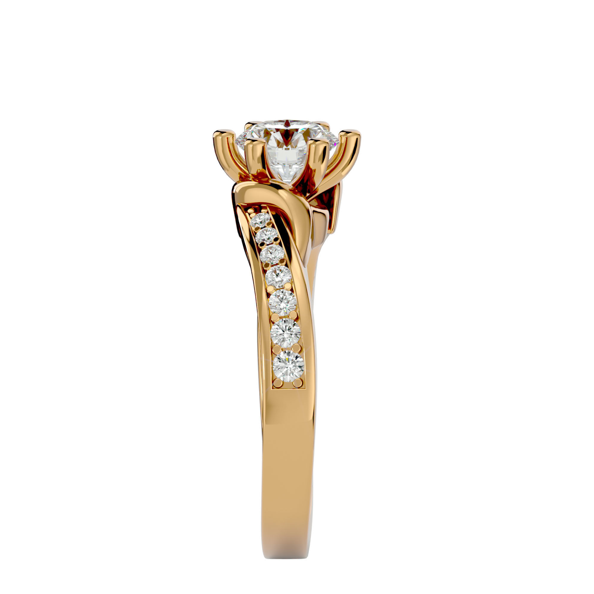 Solitaire wedding engagement ring with 360 view animation 3D print model_8