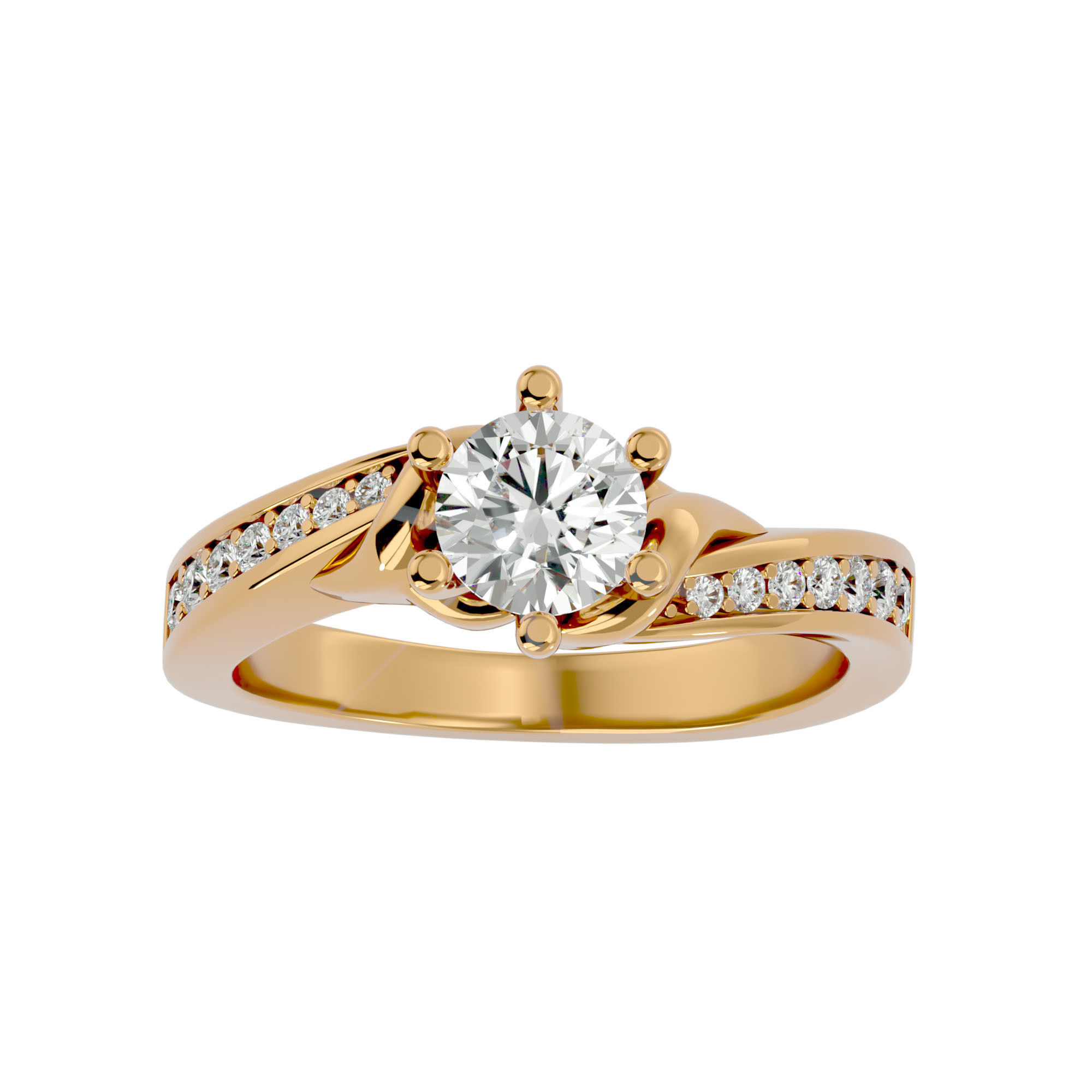Solitaire wedding engagement ring with 360 view animation 3D print model_2