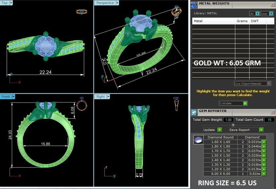 Solitaire wedding engagement ring with 360 view animation 3D print model_4