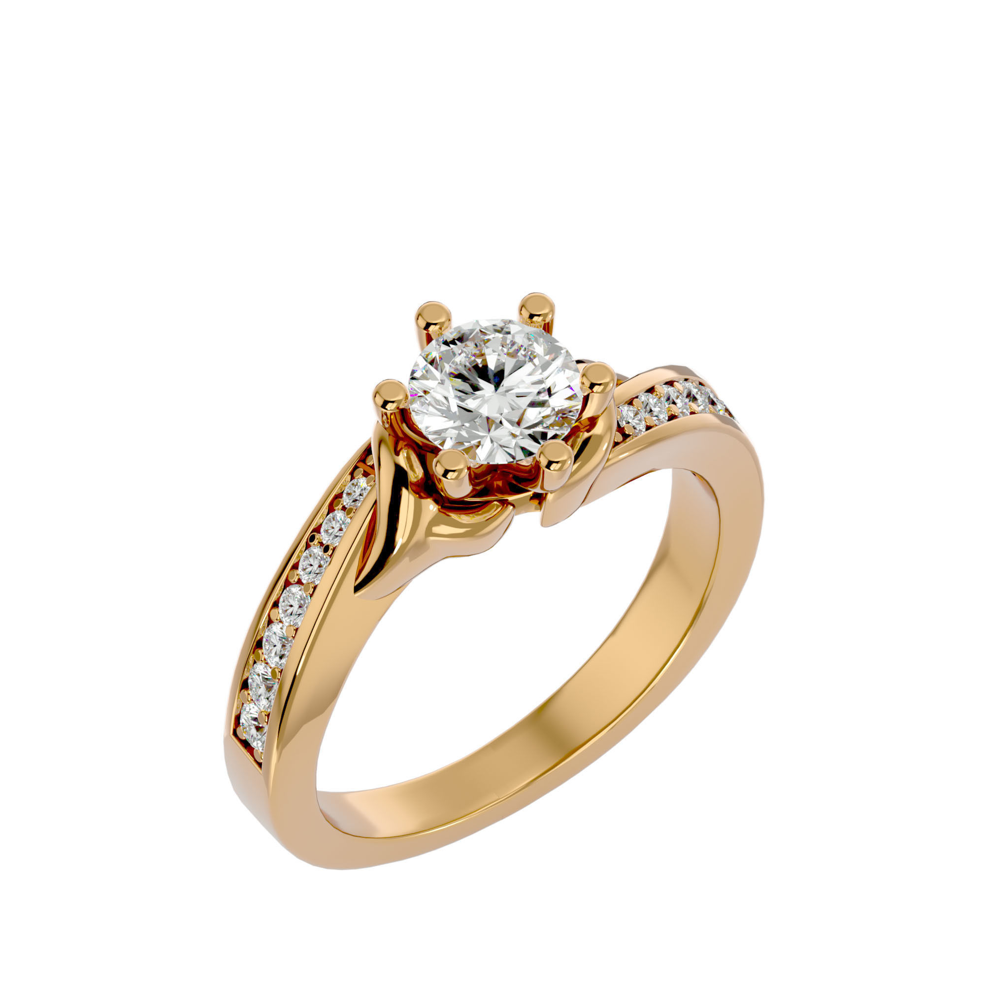 Solitaire wedding engagement ring with 360 view animation 3D print model_12