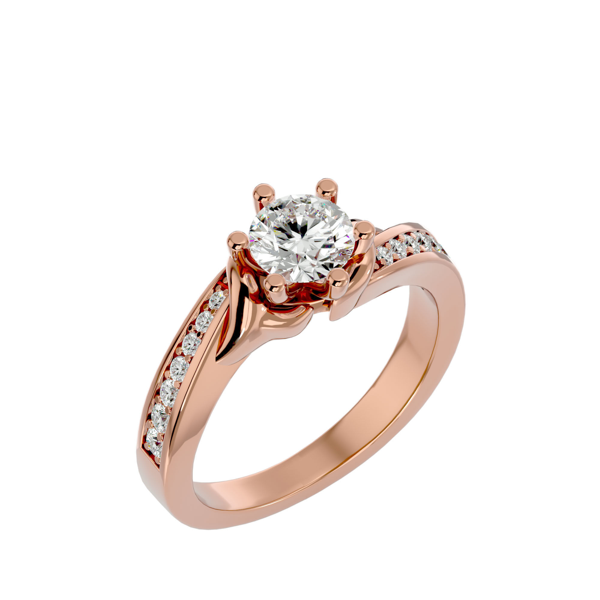 Solitaire wedding engagement ring with 360 view animation 3D print model_13