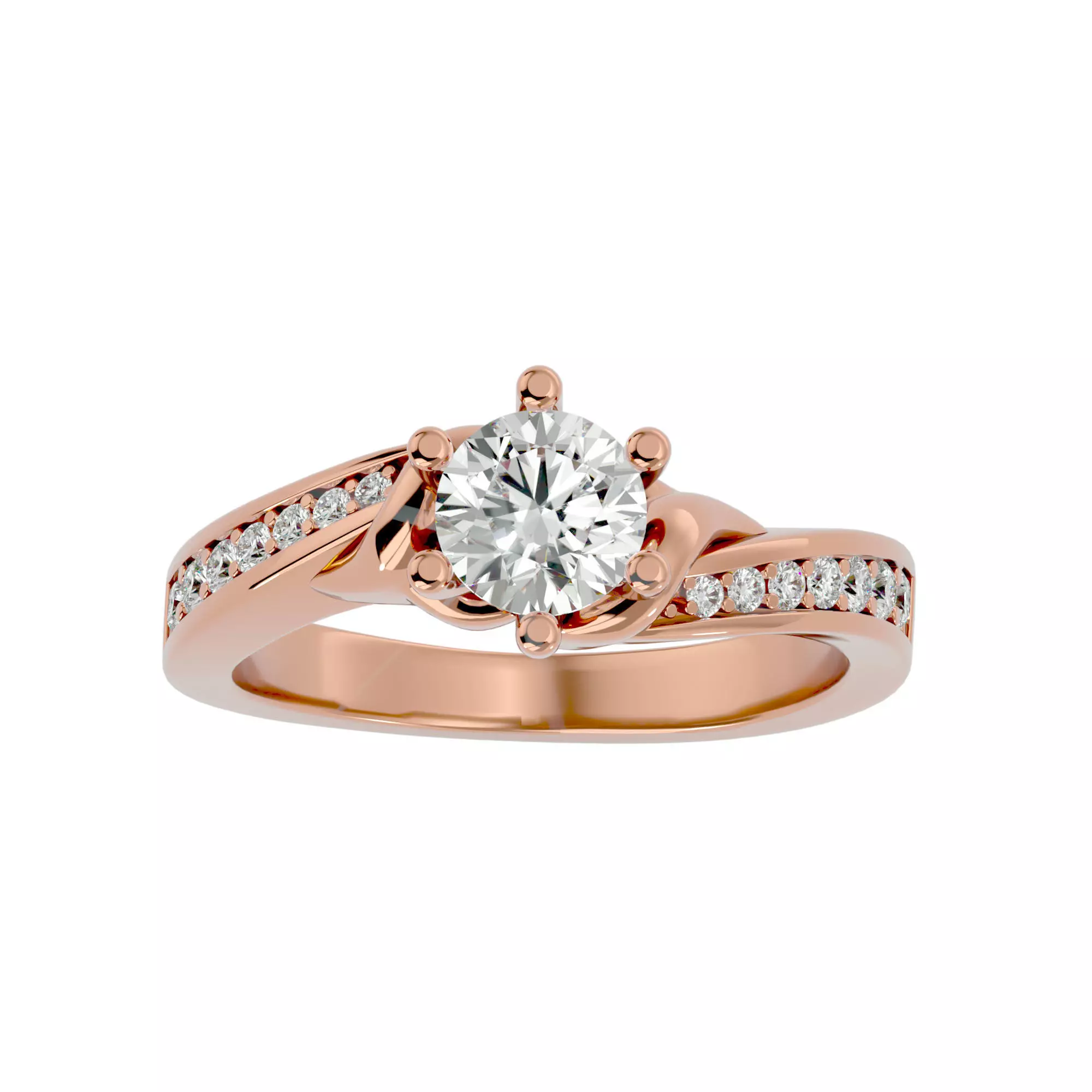 Solitaire wedding engagement ring with 360 view animation 3D print model_0