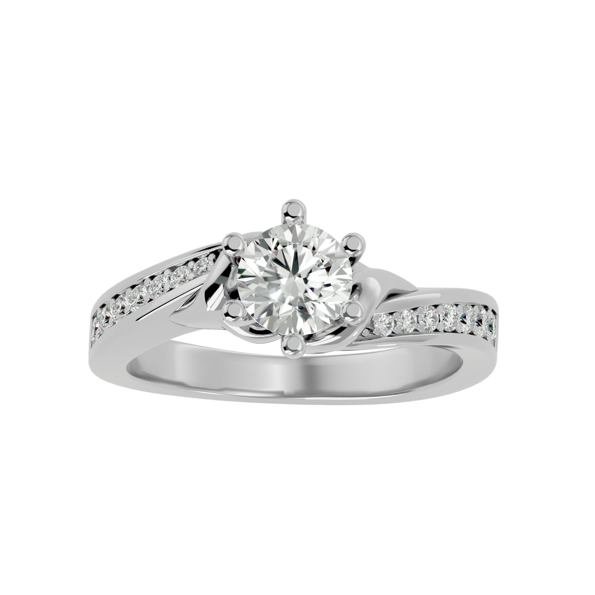 Solitaire wedding engagement ring with 360 view animation 3D print model_3