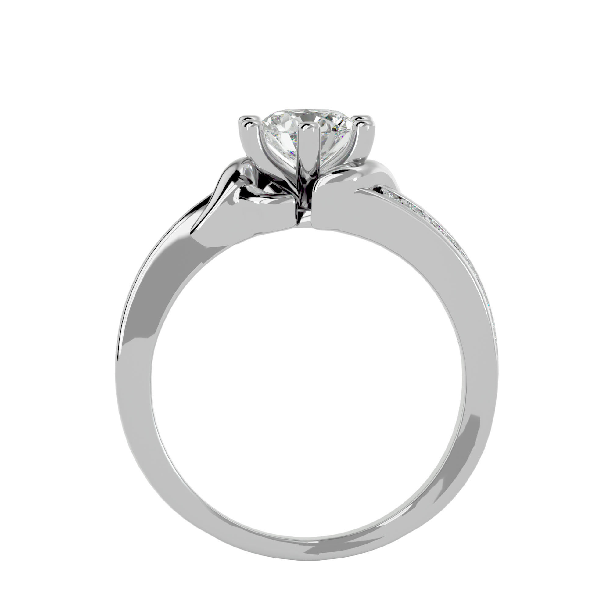 Solitaire wedding engagement ring with 360 view animation 3D print model_5