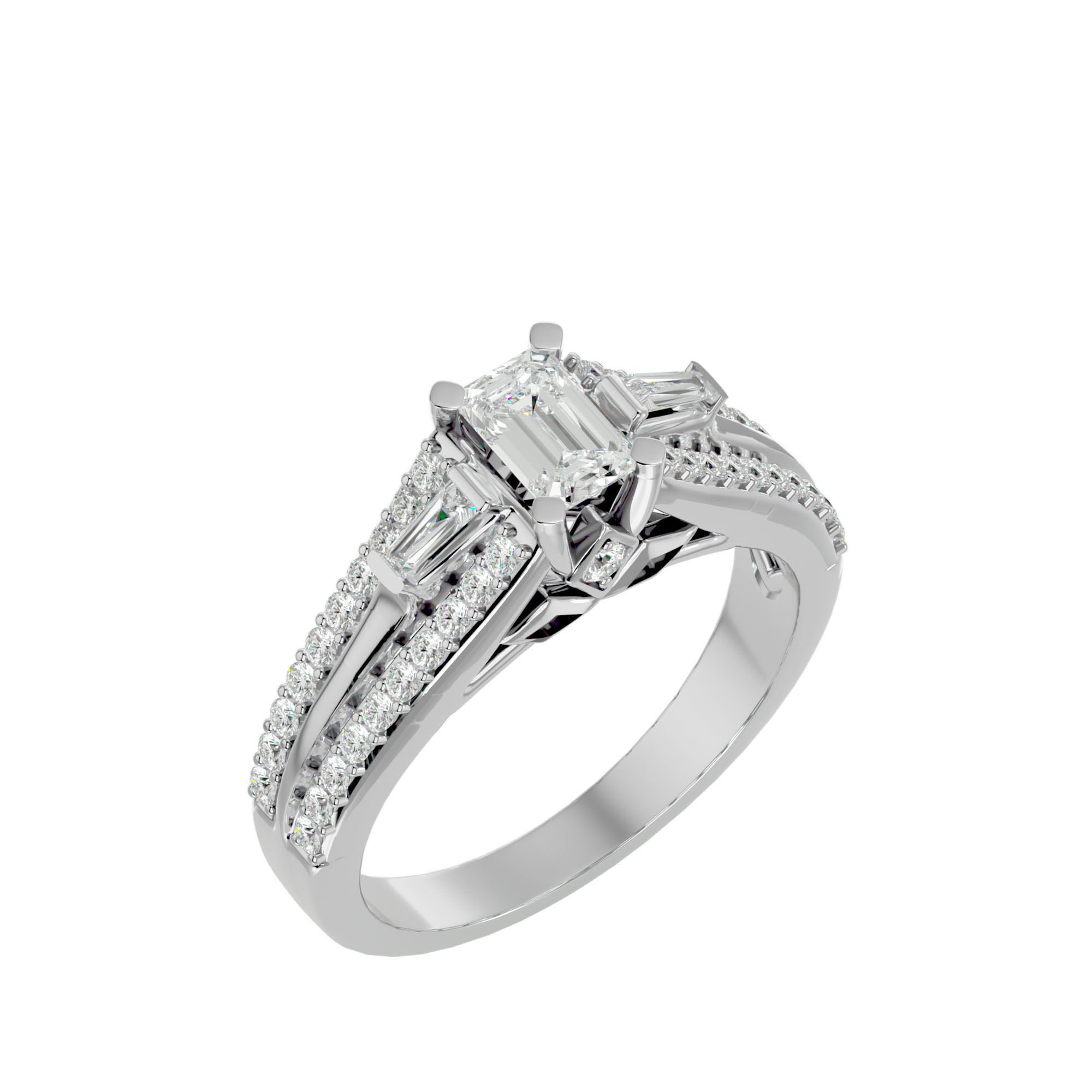 Solitaire wedding engagement ring with 360 view animation 3D print model_11