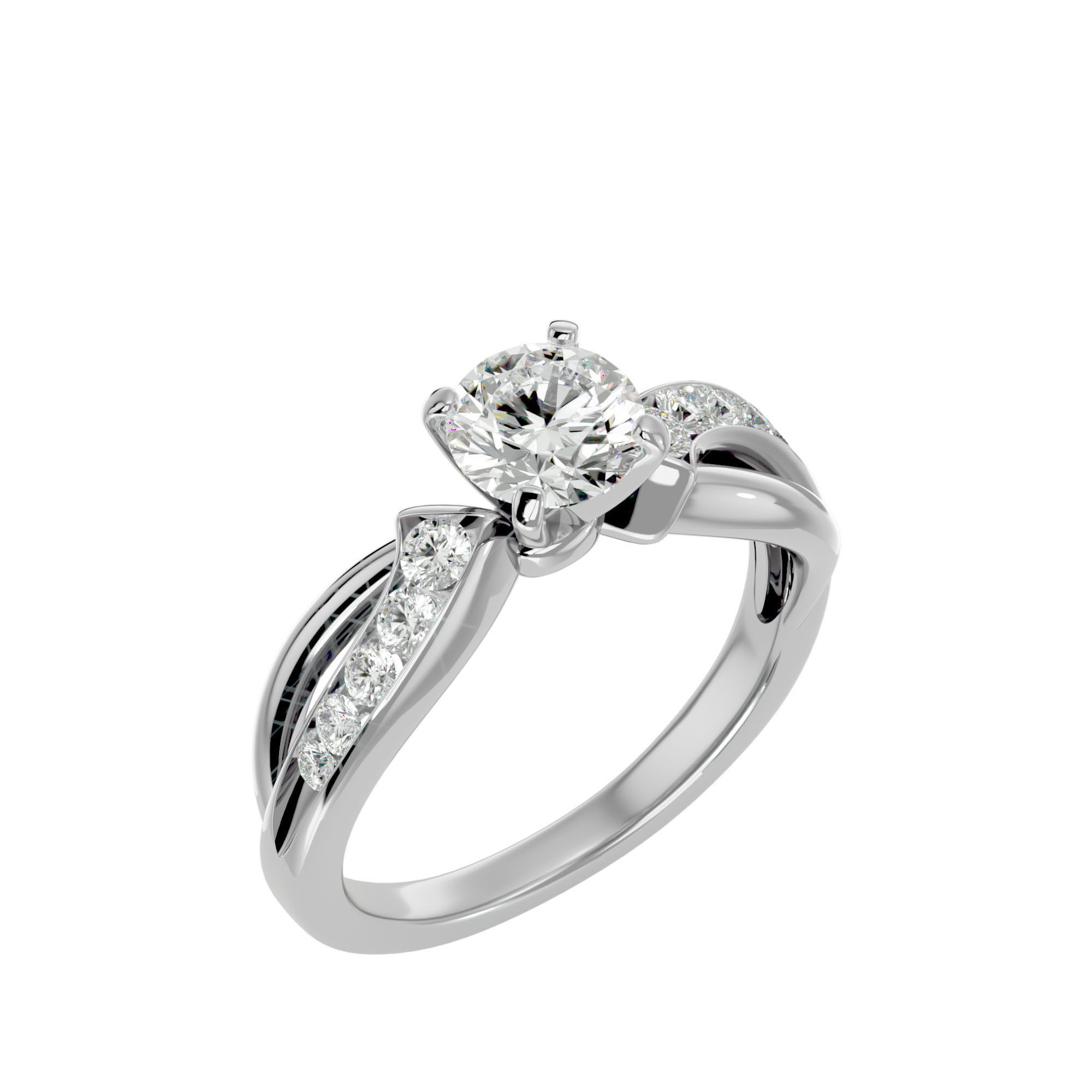 Solitaire wedding engagement ring with 360 view animation 3D print model_11