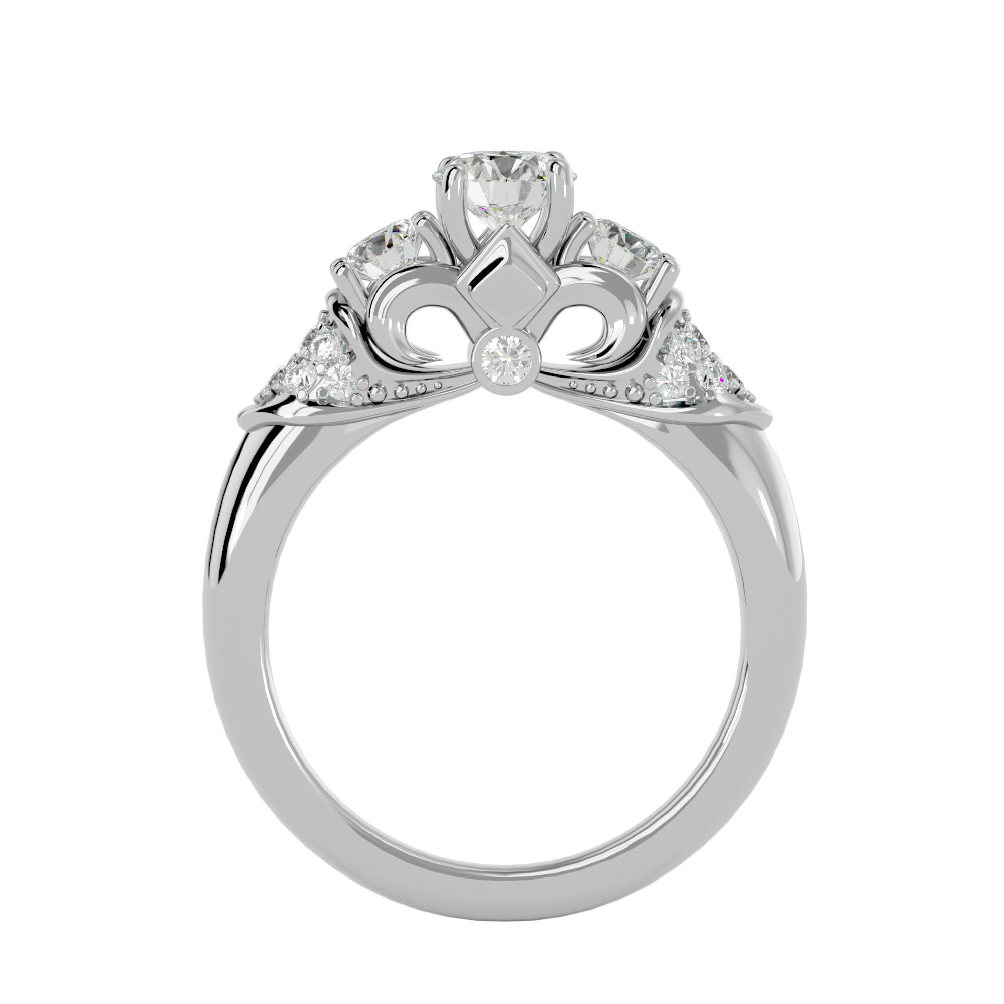 Solitaire wedding engagement ring with 360 view animation 3D print model_5