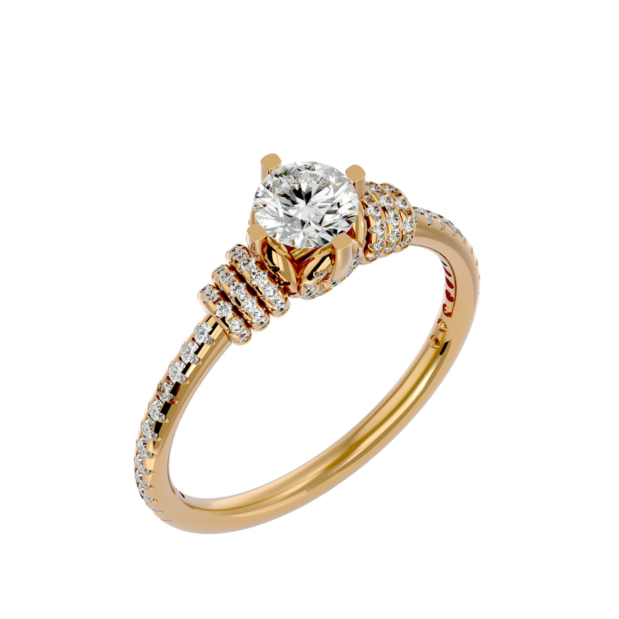 Solitaire wedding engagement ring with 360 view animation 3D print model_12