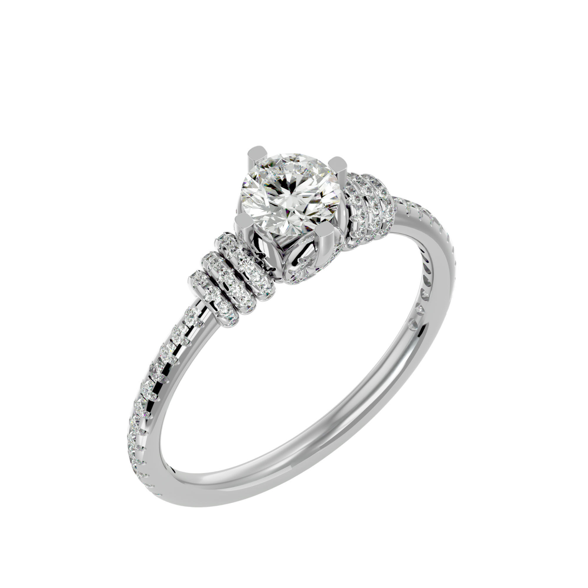 Solitaire wedding engagement ring with 360 view animation 3D print model_11