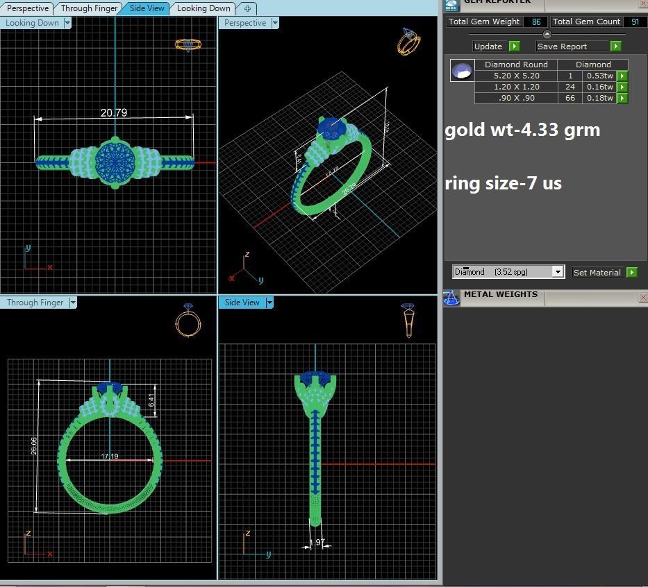 Solitaire wedding engagement ring with 360 view animation 3D print model_4