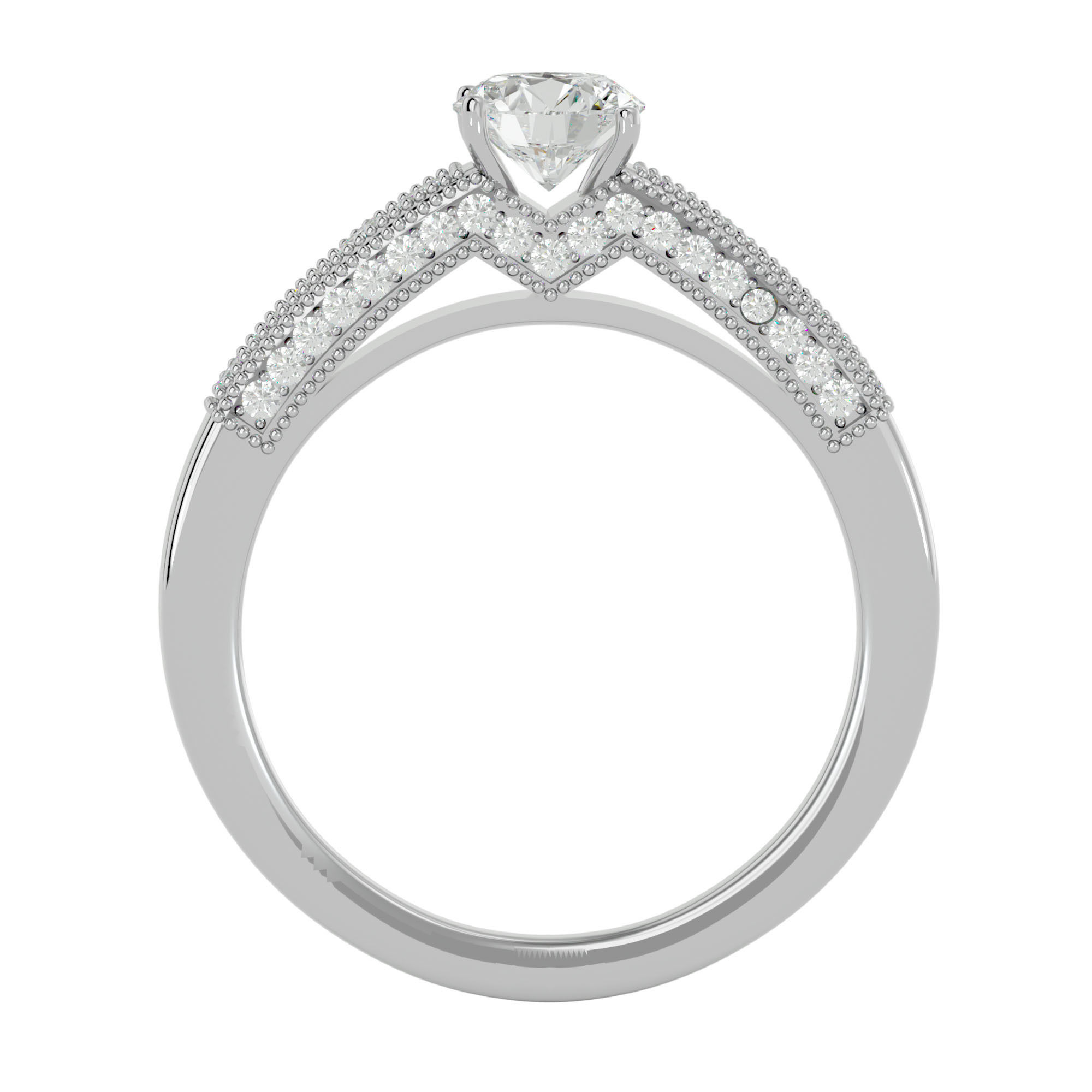 Solitaire wedding engagement ring with 360 view animation 3D print model_5