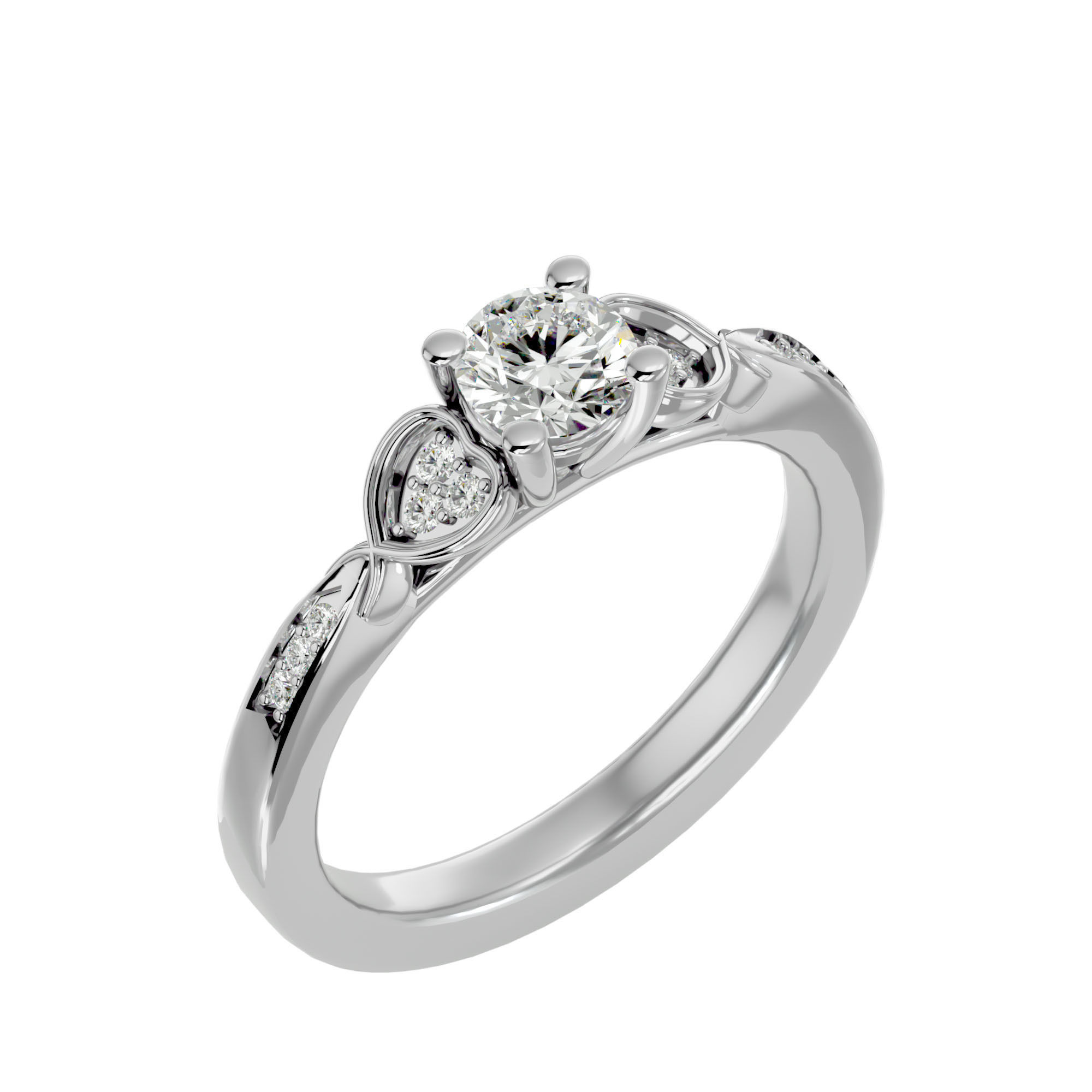 Solitaire wedding engagement ring with 360 view animation 3D print model_11